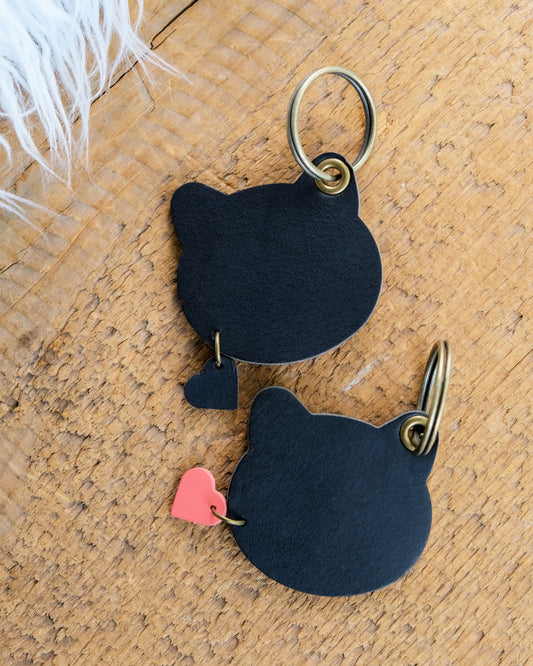 Leather Cat Keychain / Bag Charm