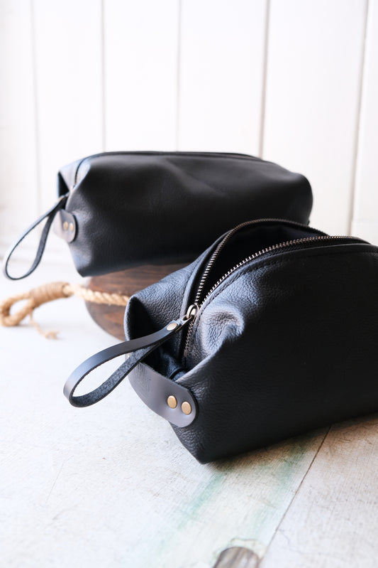 Black Leather Dopp Kit