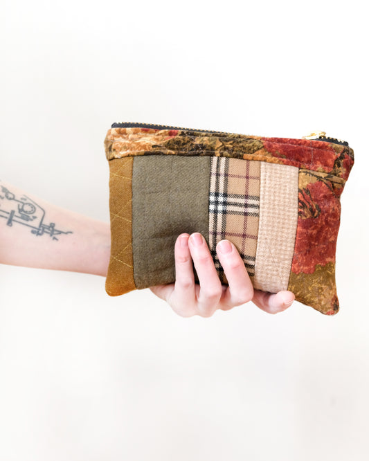 Mixed Wool Quilted Wristlet: Neutrals