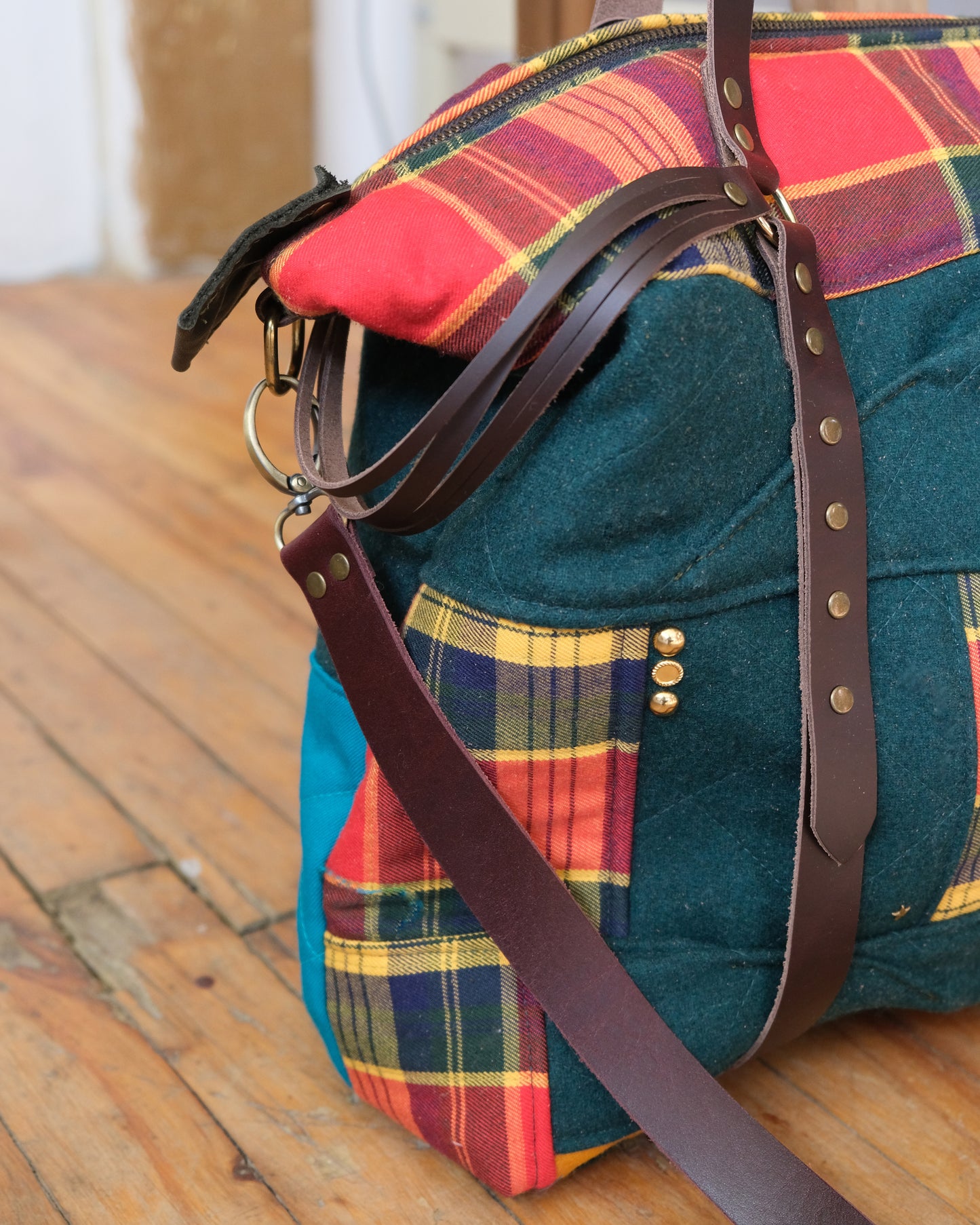 Heritage Tote: Quilted Wool, Tartan, and Leather