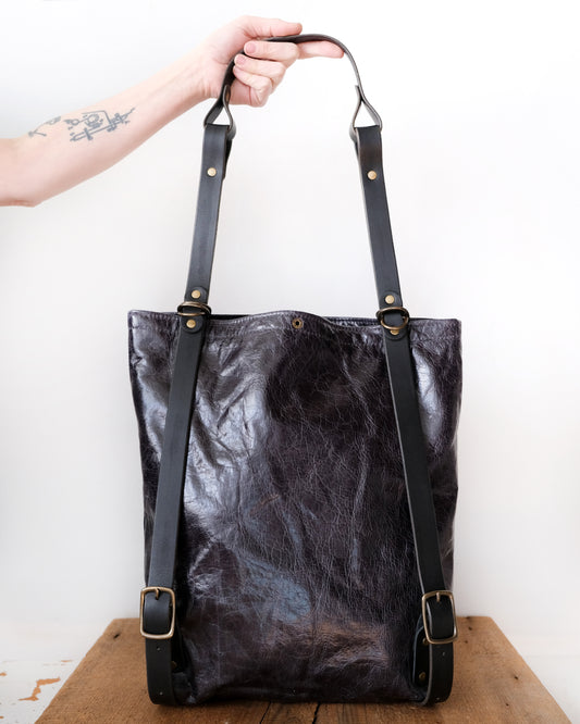 Convertible Backpack: Midnight Leather