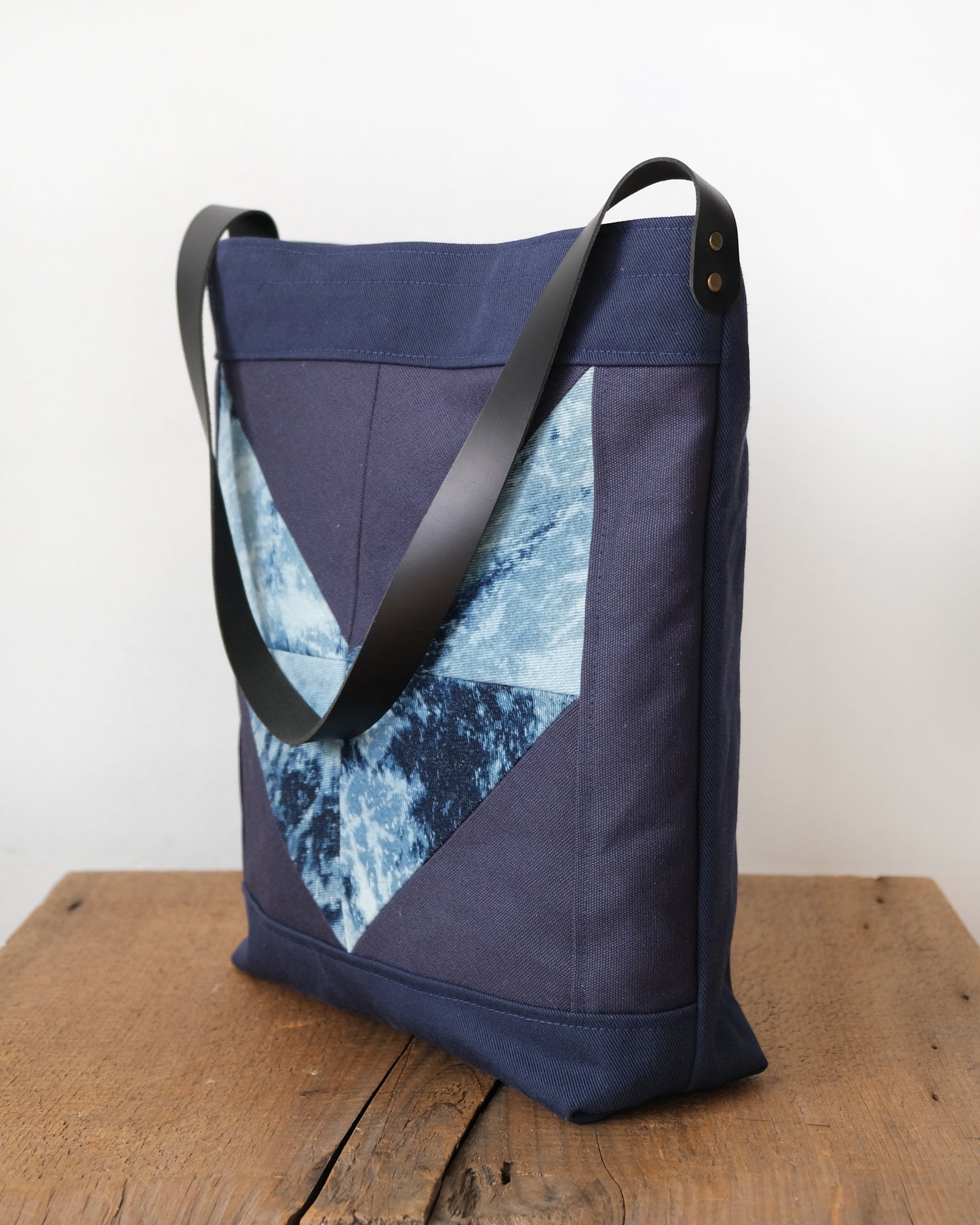 Quilted Shopper Tote: Bleached Denim