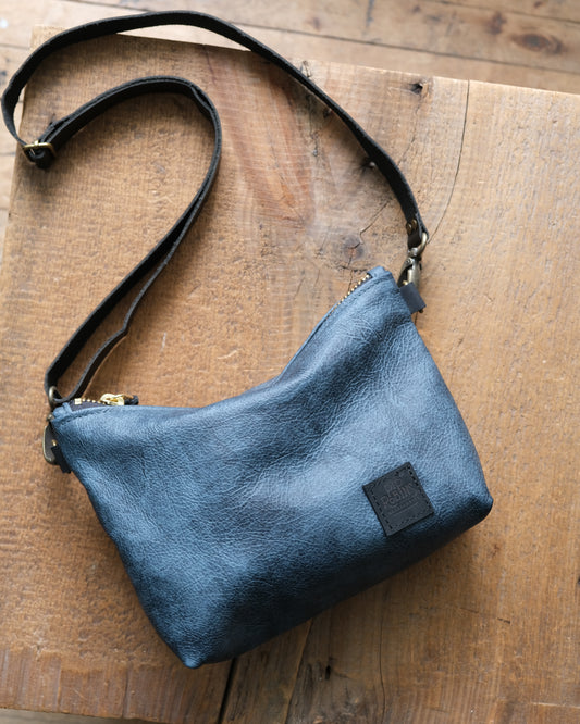 SECONDS: Suraya Crossbody Bag: Denim Blue Leather I