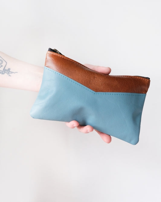 Teal Leather Clutch