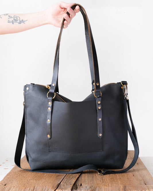 SECONDS: Leighton Tote: Black Leather