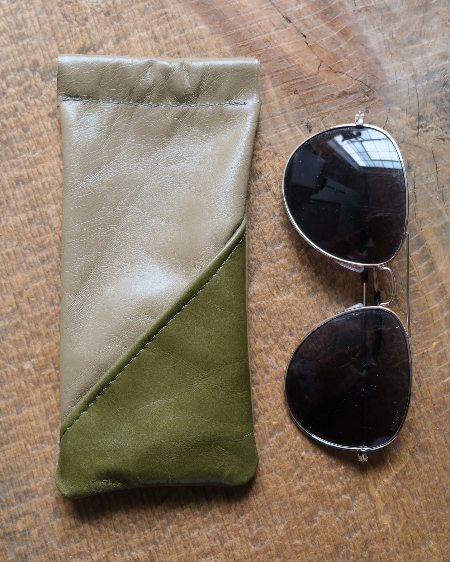 Squeeze-Top Leather Glasses Case