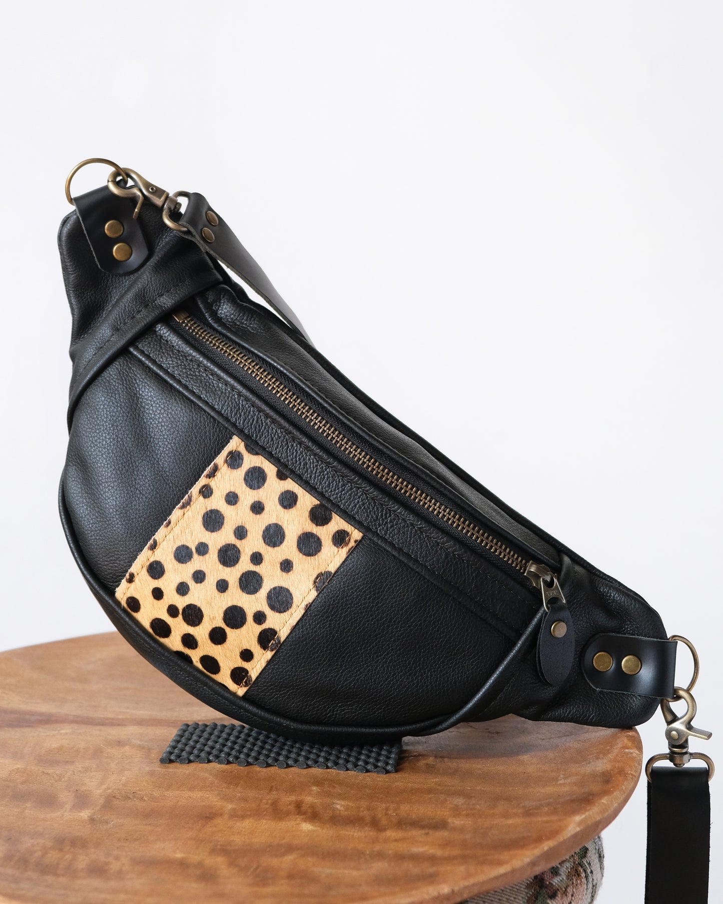 Mini Tabitha: Black and Dots Leather