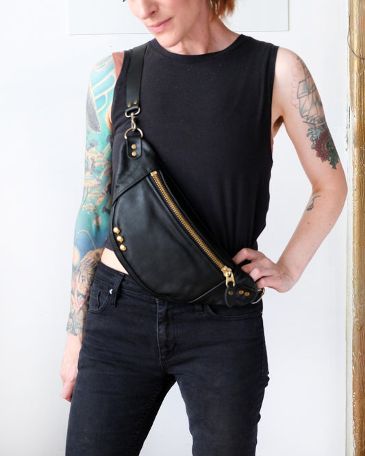 Mini Tabitha: Studded Black Leather