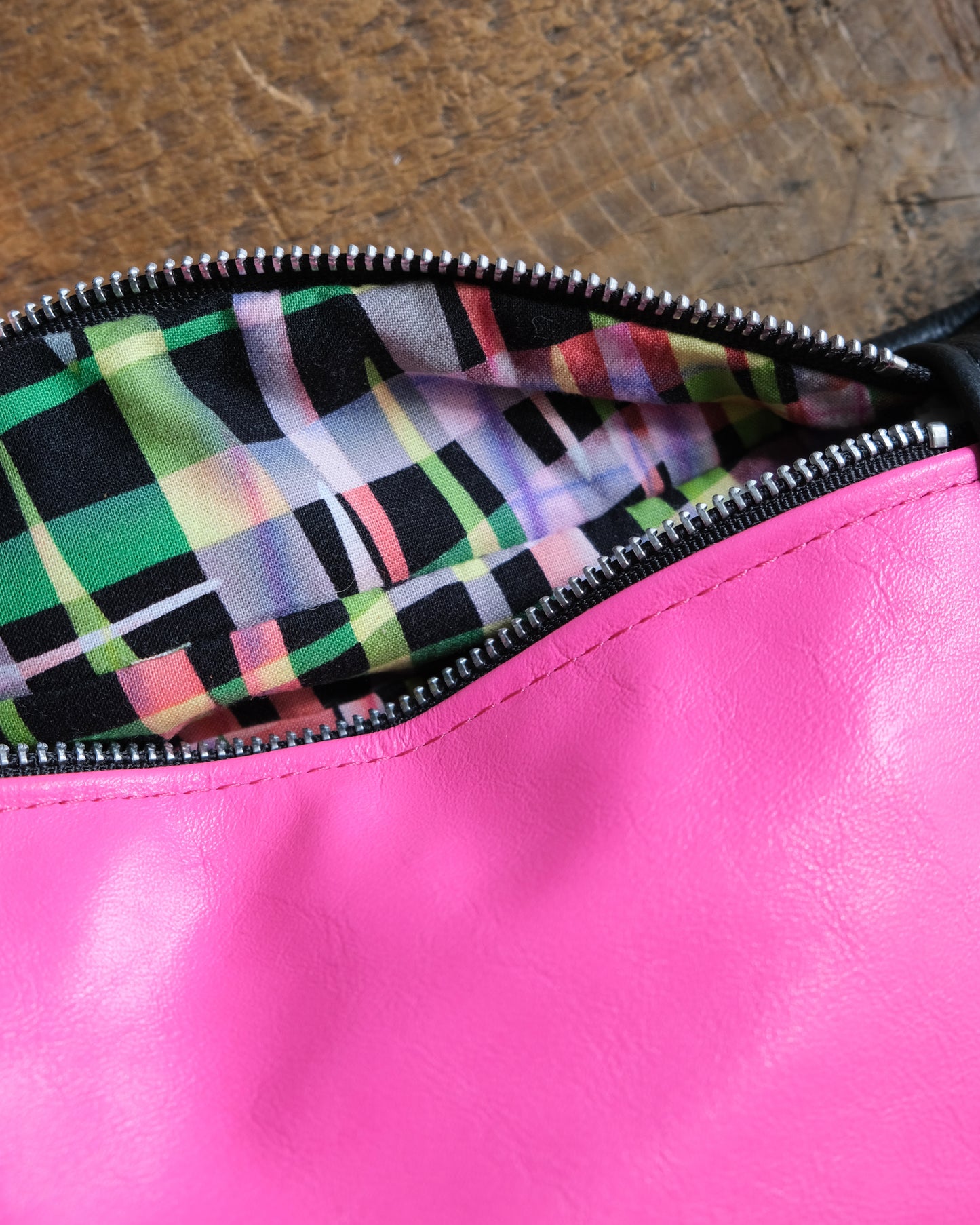 Mini Tabitha: Black and Hot Pink Leather