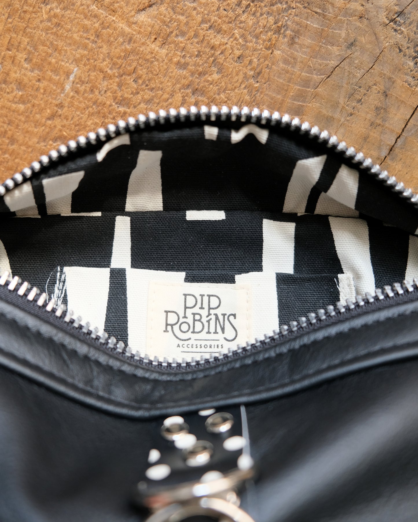 Mini Tabitha: Black and Polka Dots with Chain
