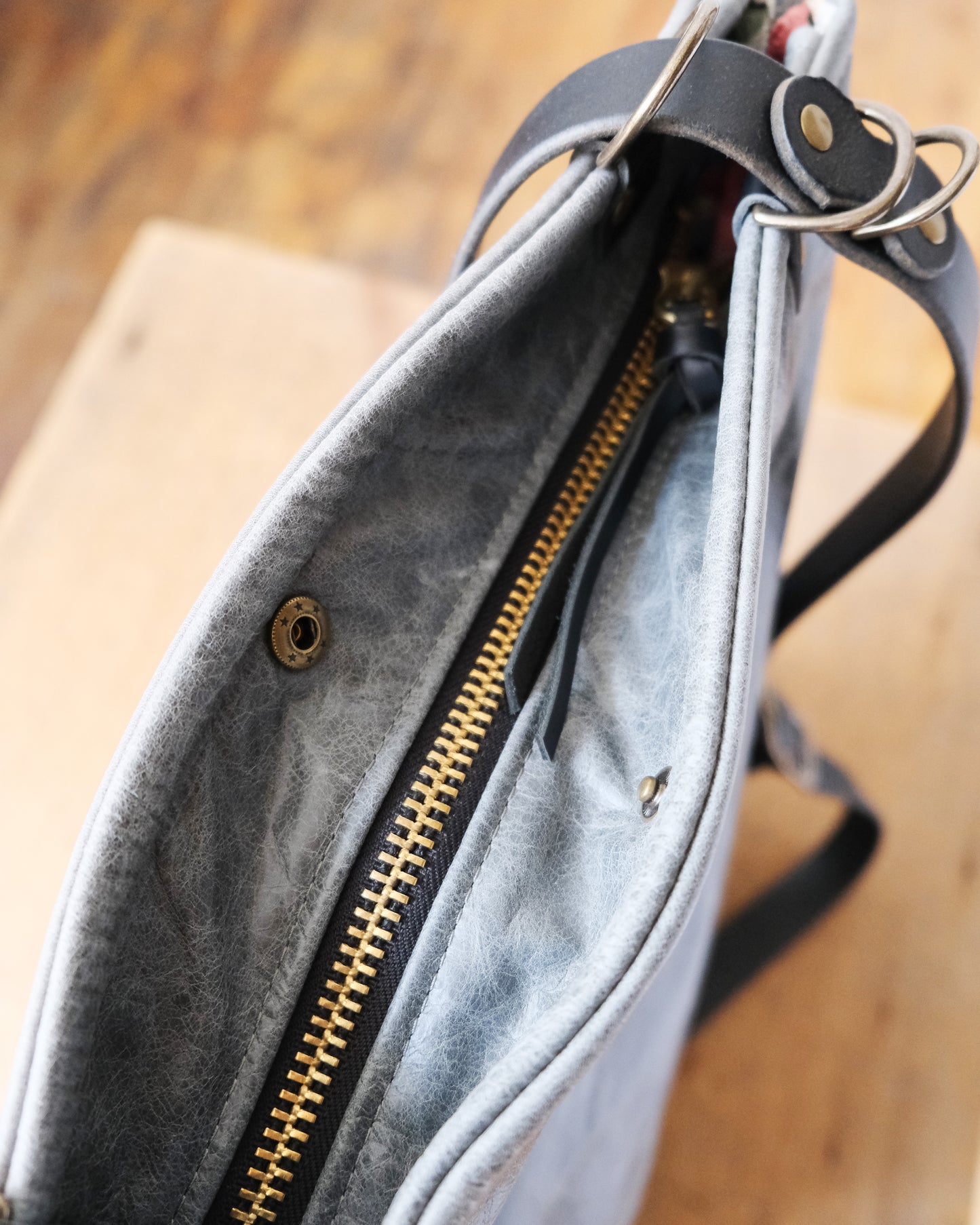 Zip-Top Convertible Backpack: Grey Leather