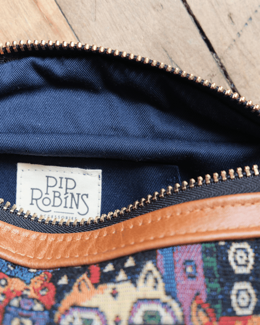 Mini Tabitha: Kitty Cats & Cognac Leather