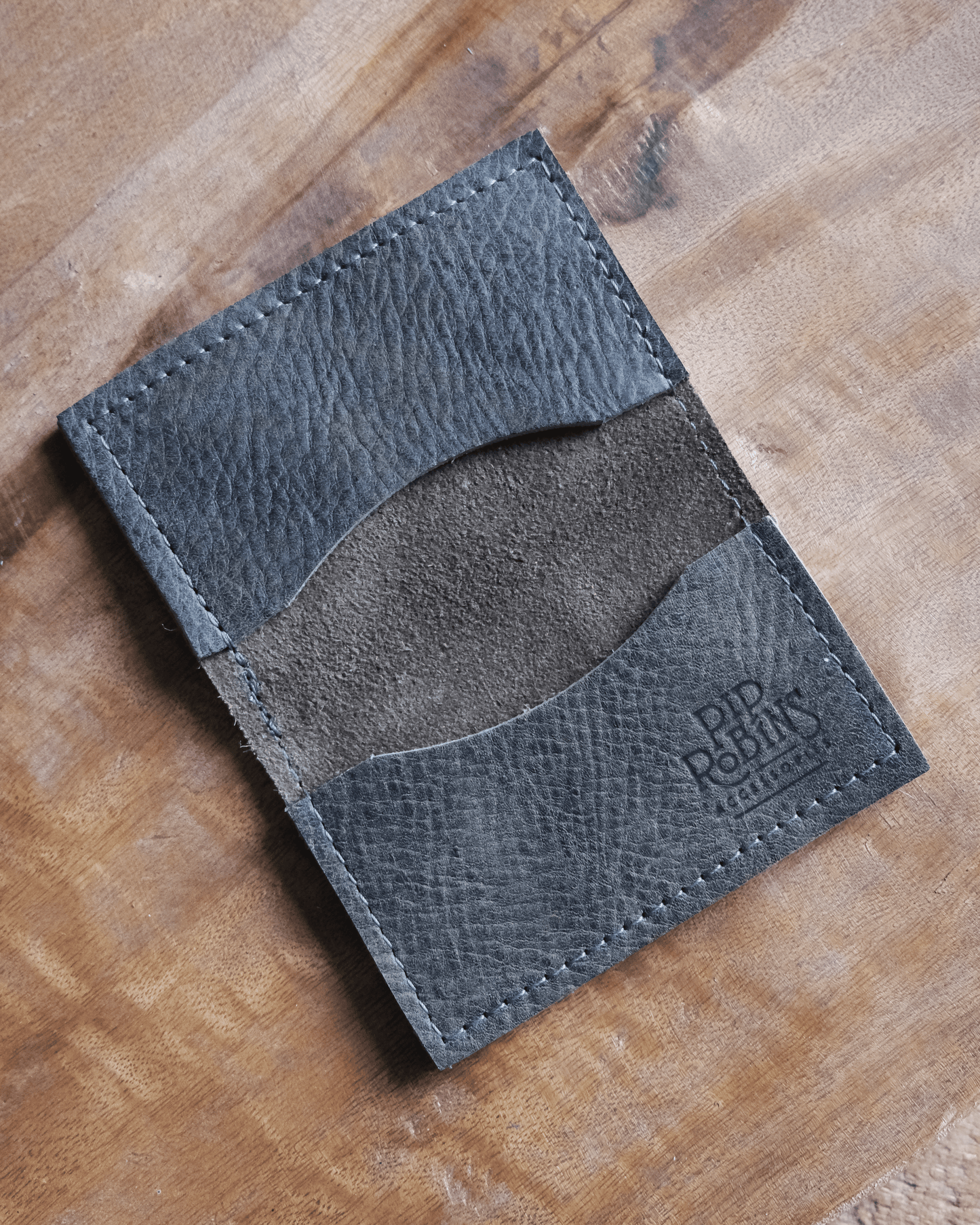 Leather Bifold Wallet: Grey