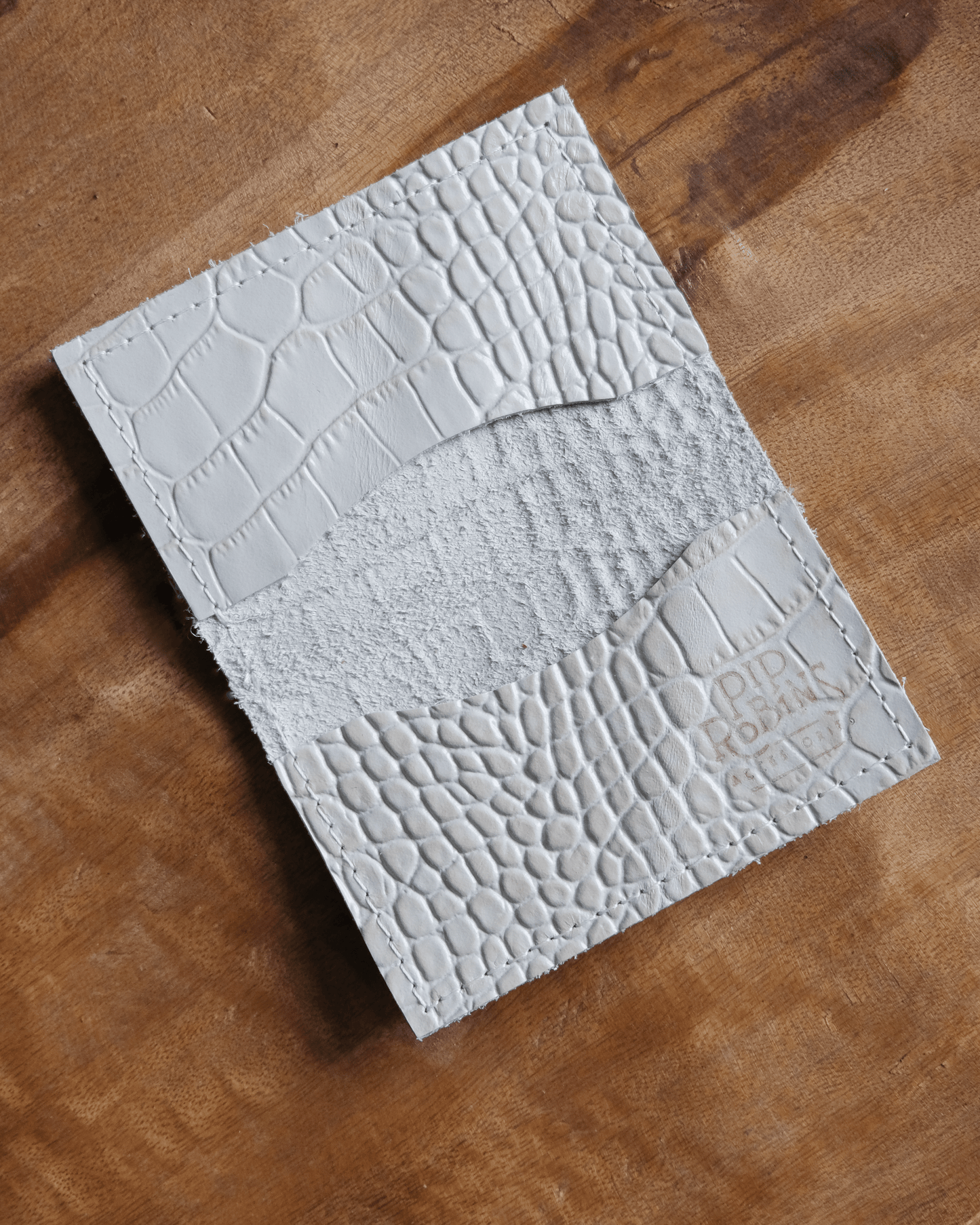 Leather Bifold Wallet: White Croc