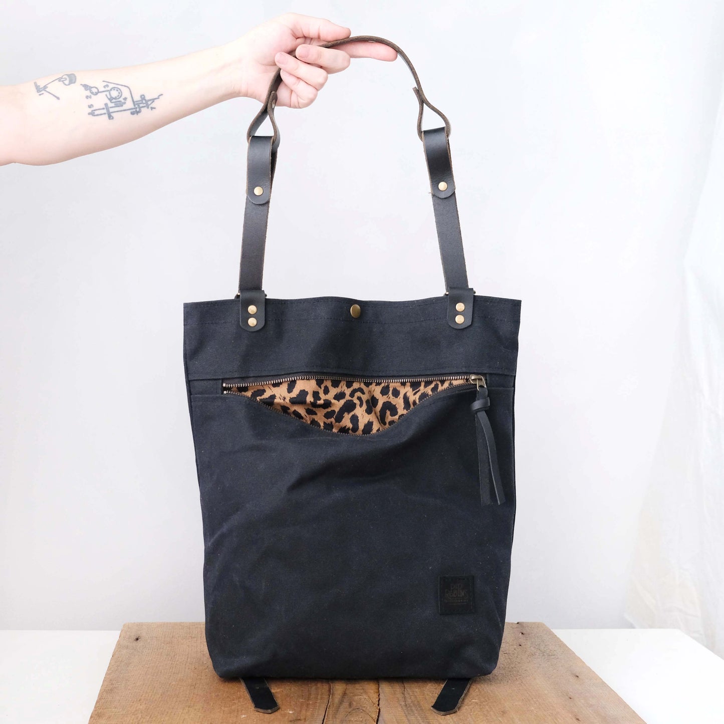 Convertible Backpack: Black Waxed Canvas
