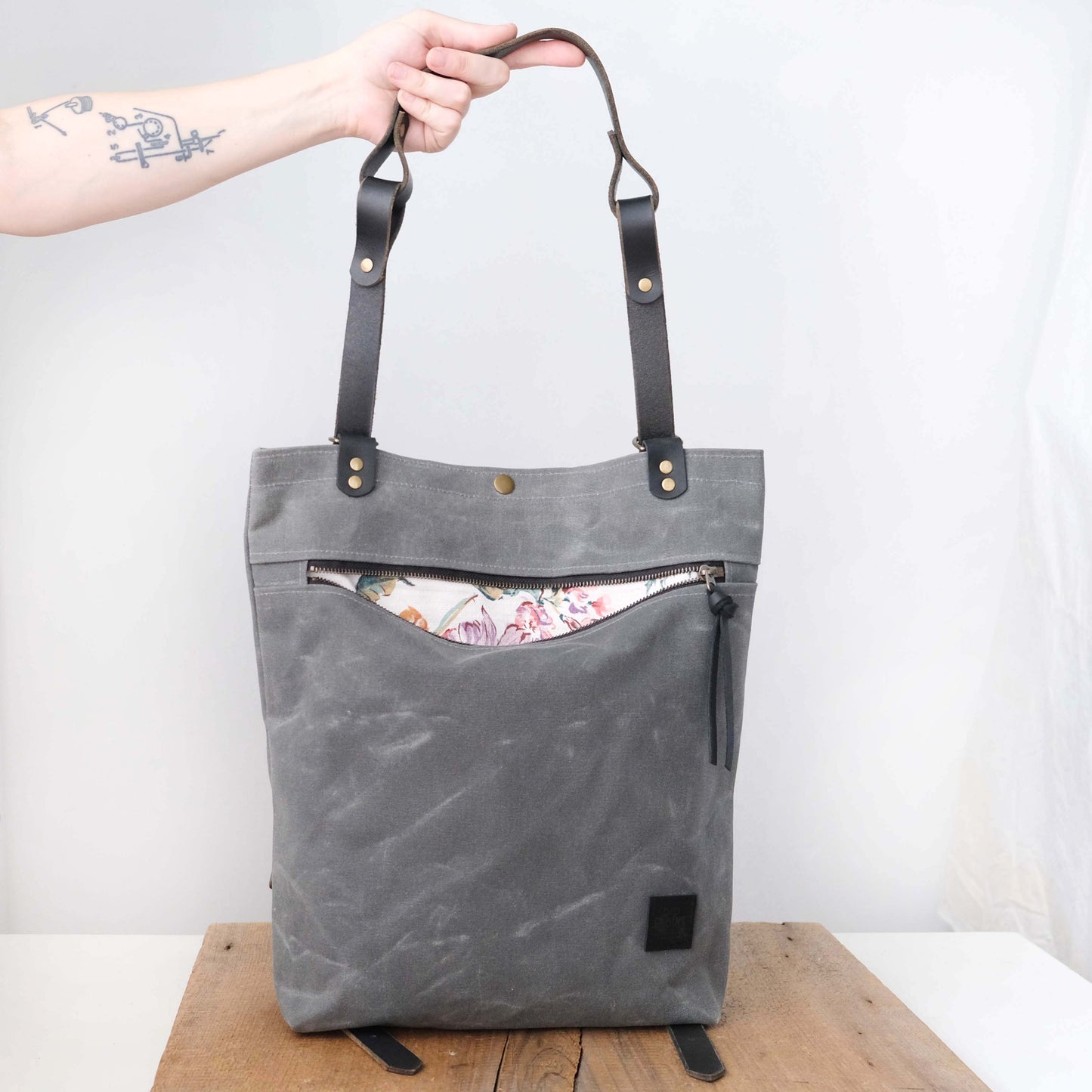 Convertible Backpack: Charcoal Waxed Canvas