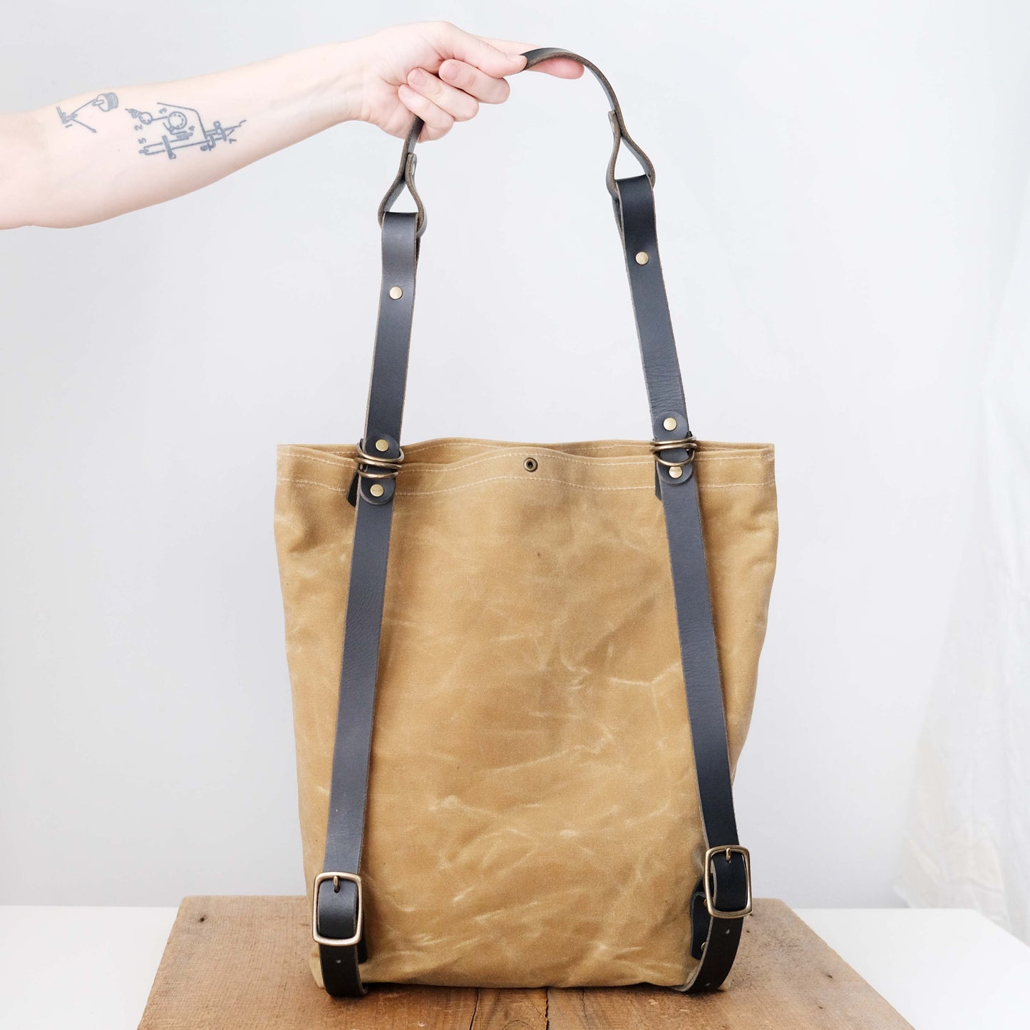 Convertible Backpack: Honey Waxed Canvas