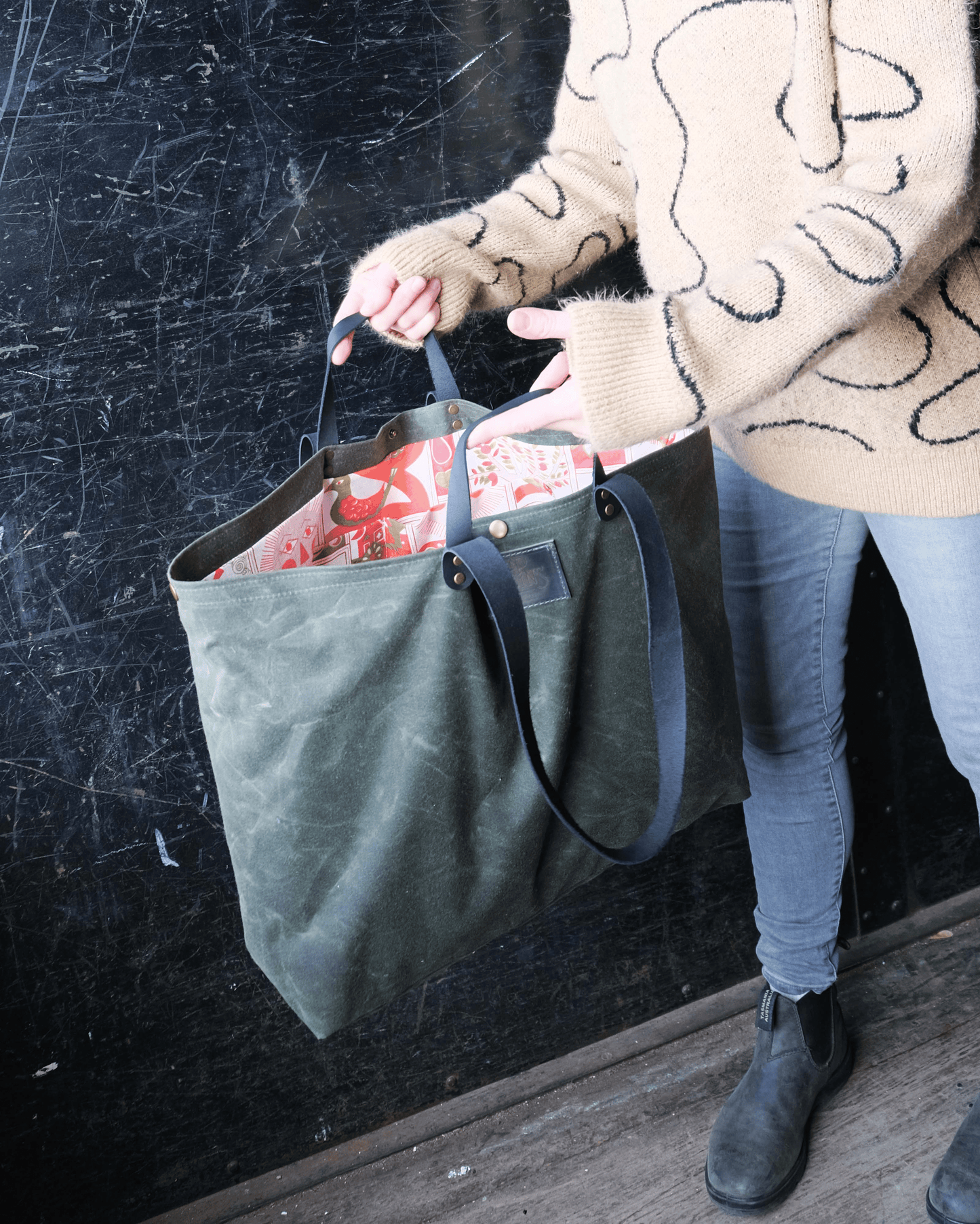 Autumn Day Bleached Denim Maggie Bag