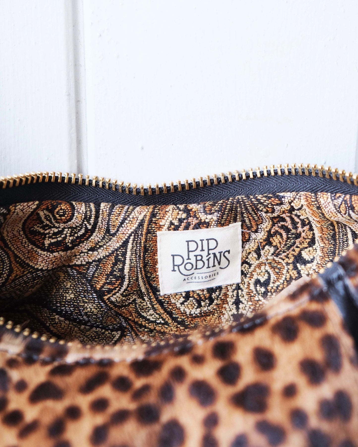 Mini Juno Bag: Leopard and Black Leather
