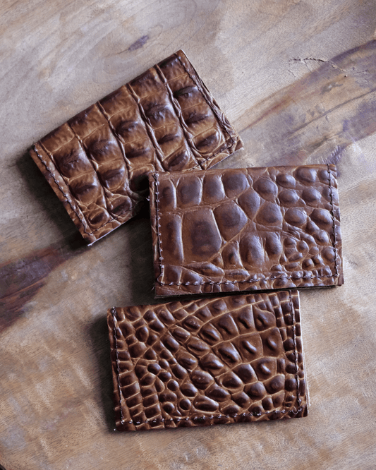 Leather Bifold Wallet: Cognac Croc