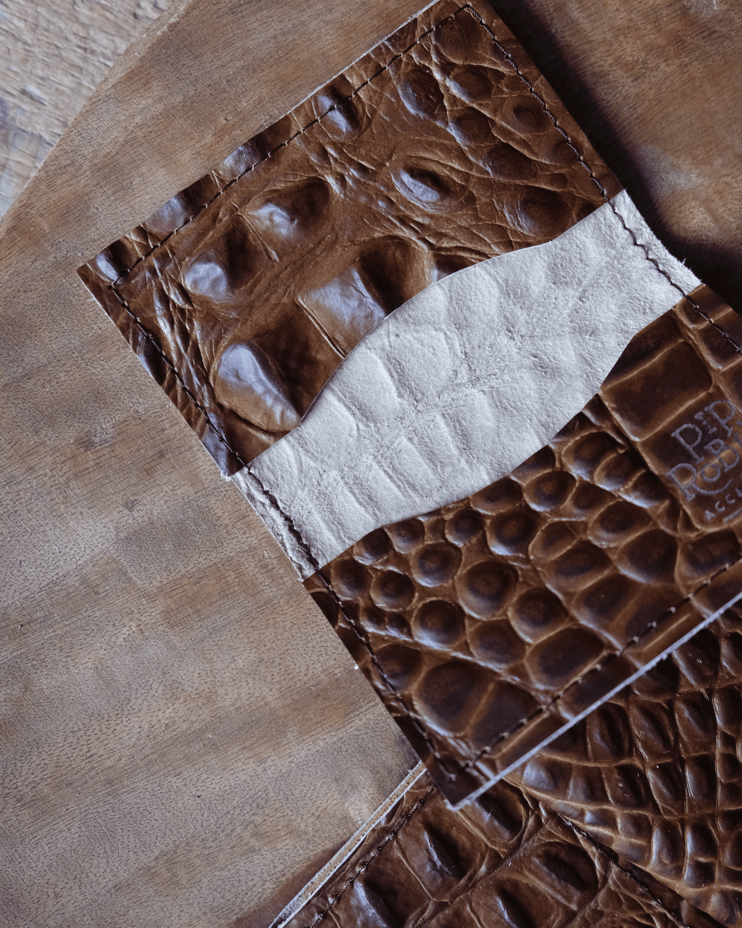 Leather Bifold Wallet: Cognac Croc