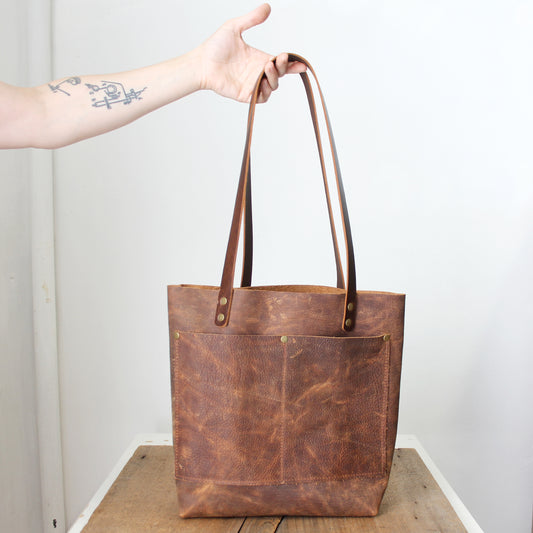 Rustic Brown Leather Everyday Tote