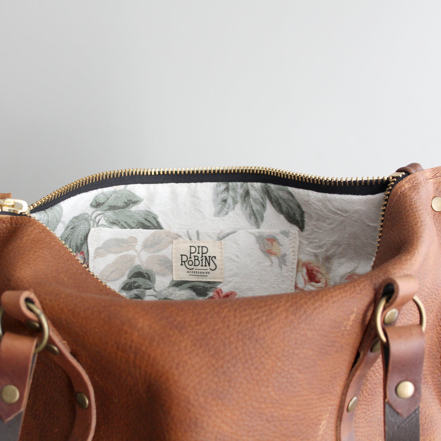 Leighton Tote: Ivory Floral Lining