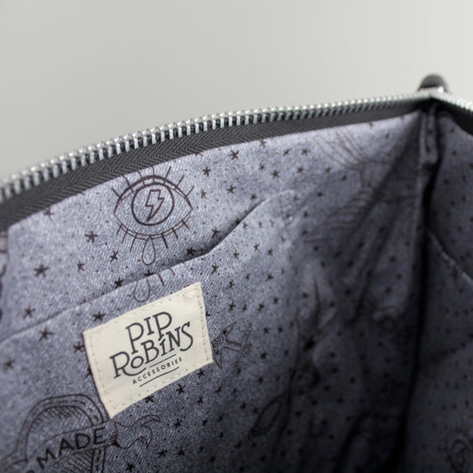 Mini Leighton Tote: Black and Silver with Libs Elliott Lining