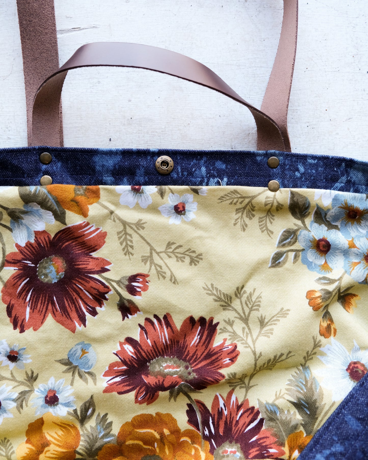 Autumn Day Bleached Denim Maggie Bag