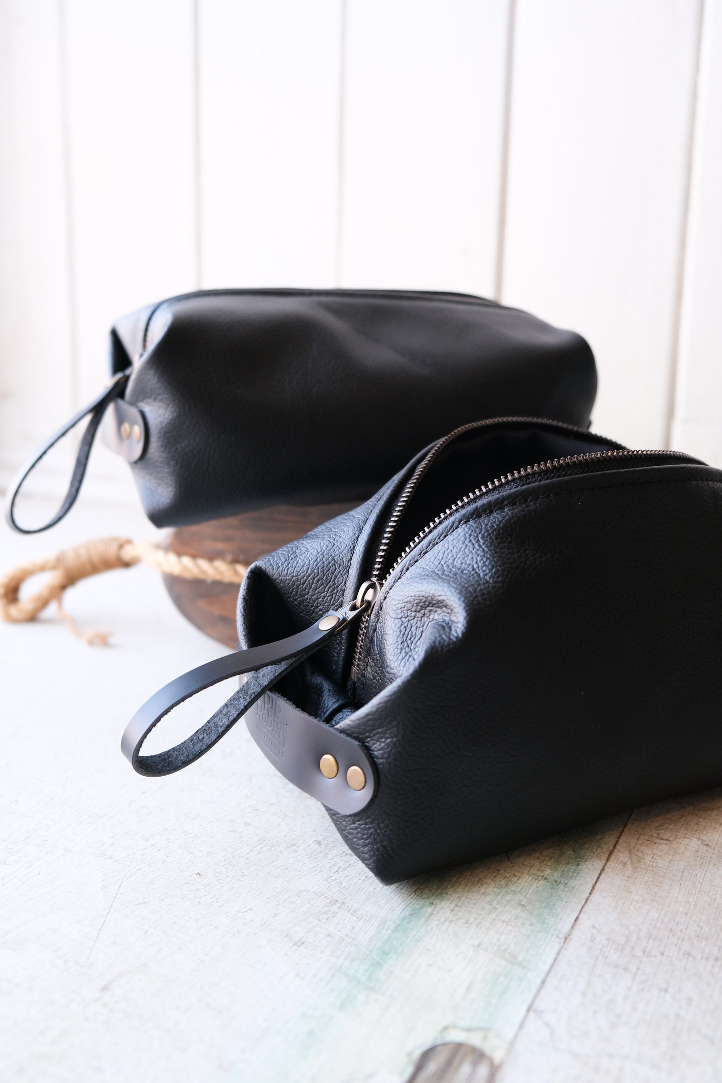 Black Leather Dopp Kit