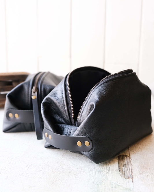 Black Leather Dopp Kit