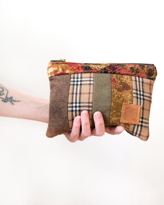 Mixed Wool Quilted Wristlet: Neutrals