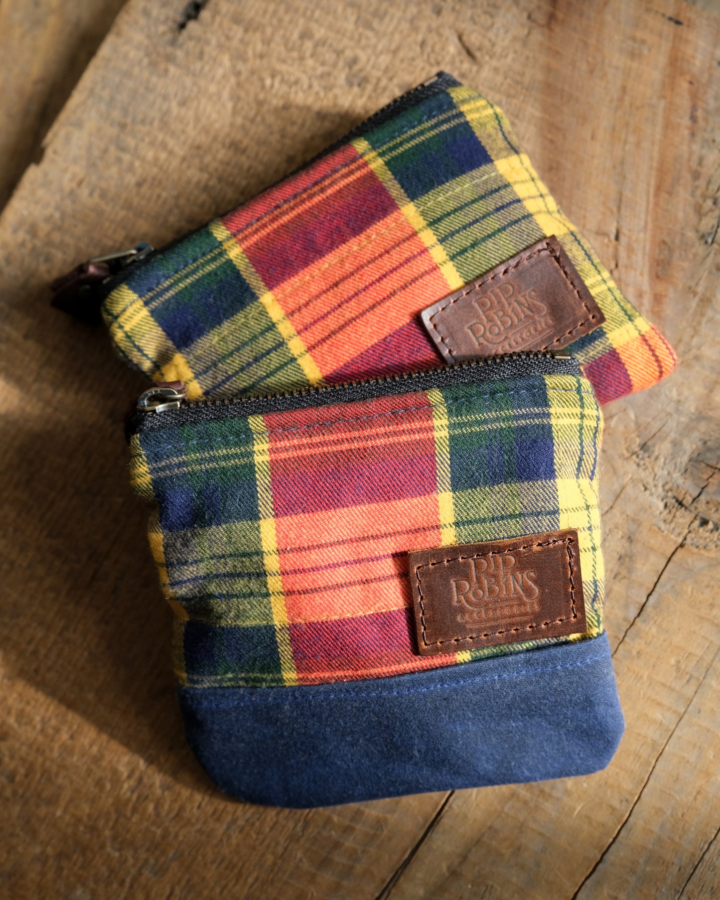 Quilted Tartan and Waxed Canvas Pouch