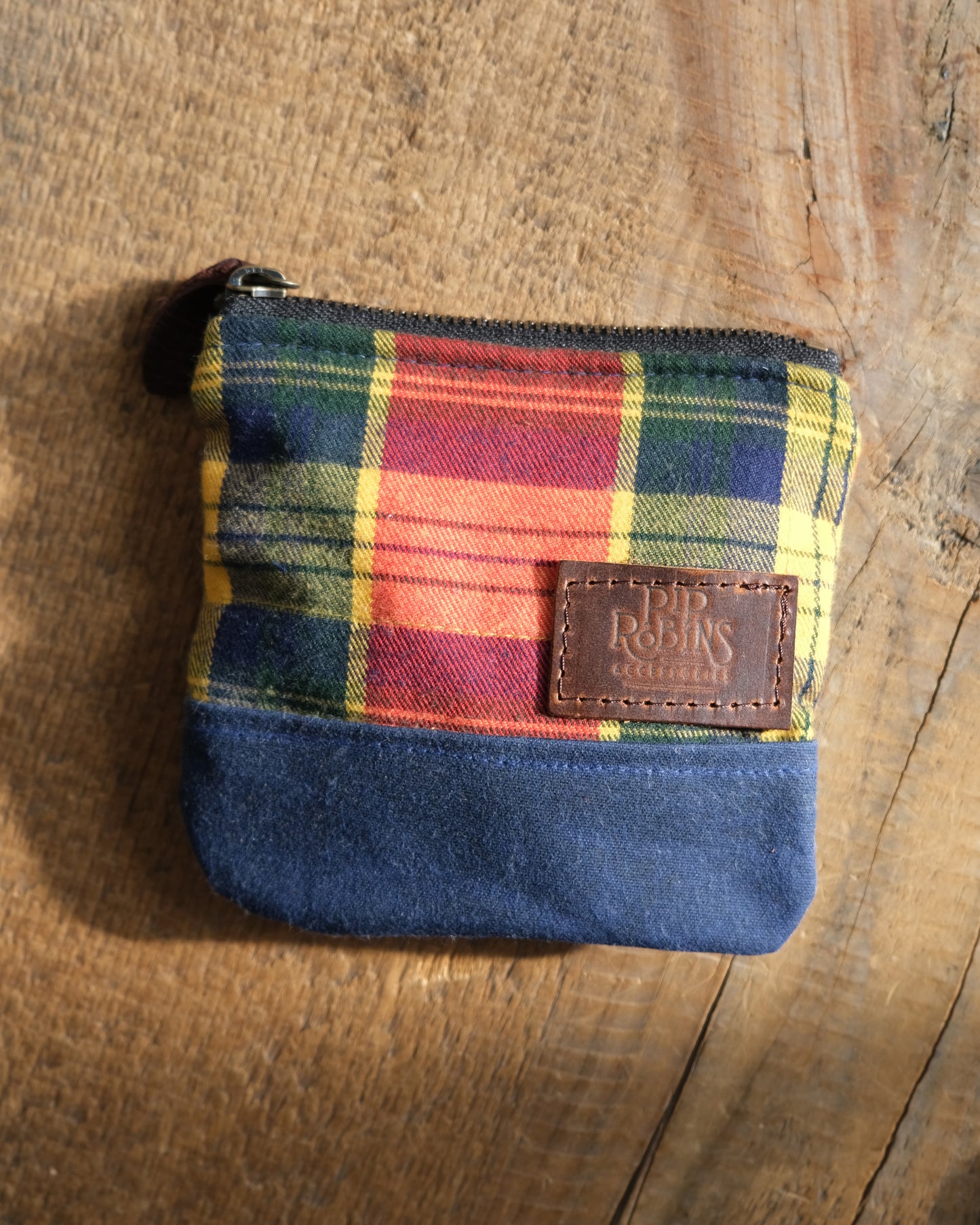 Quilted Tartan and Waxed Canvas Pouch
