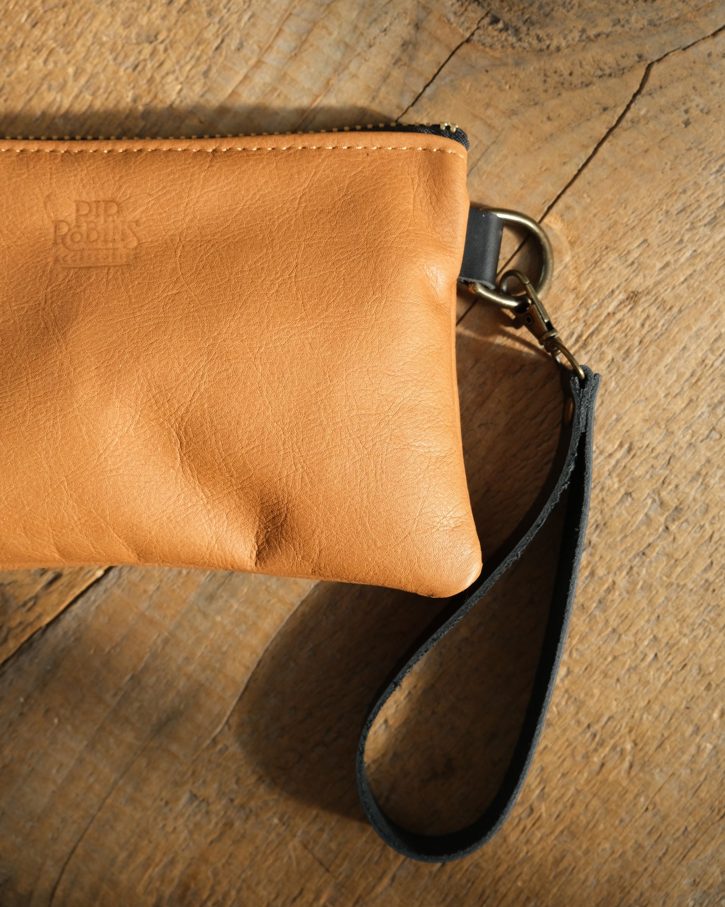 Cognac Leather Wristlet