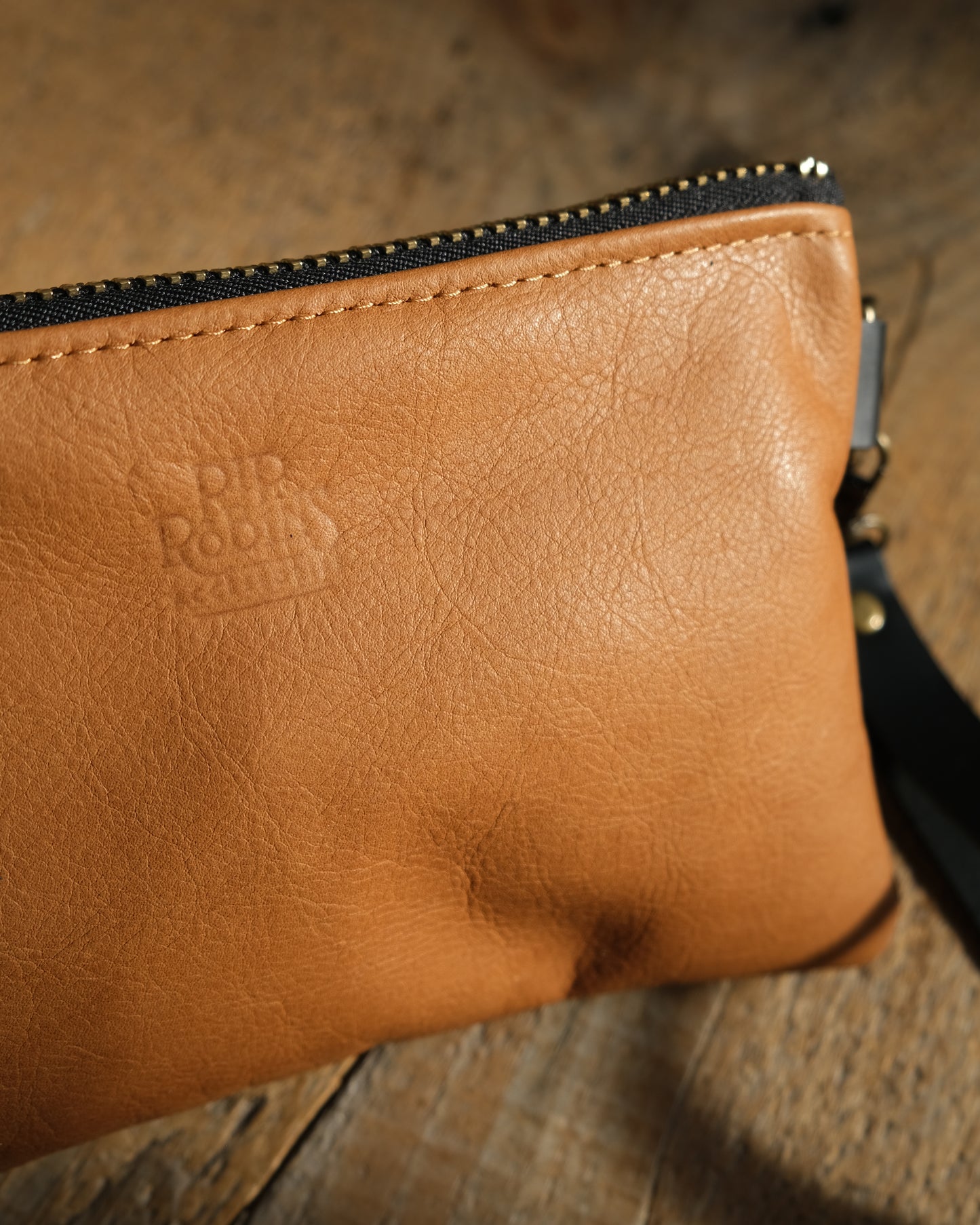 Cognac Leather Wristlet