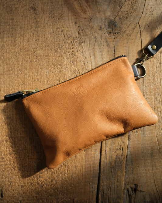 Cognac Leather Wristlet