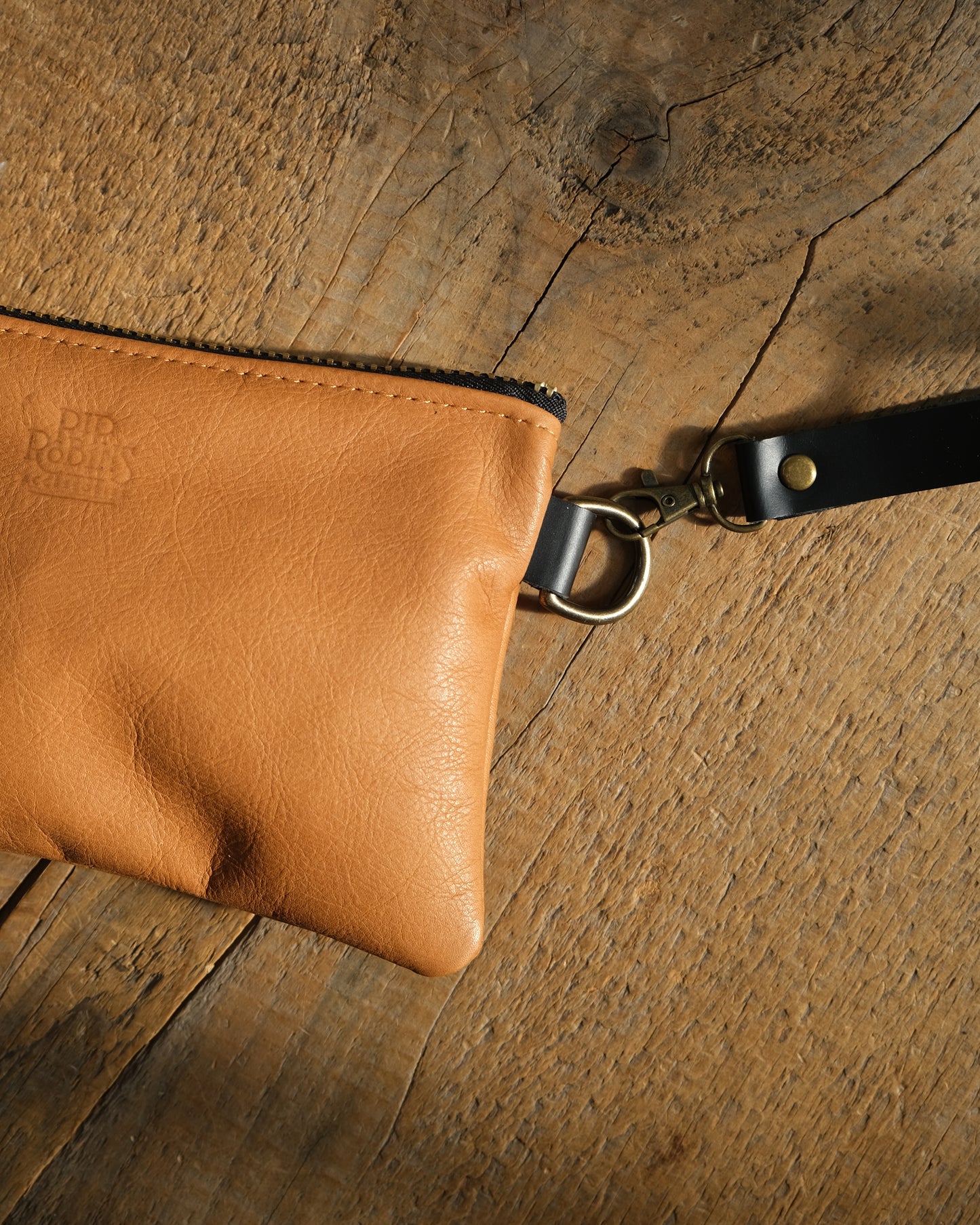 Cognac Leather Wristlet