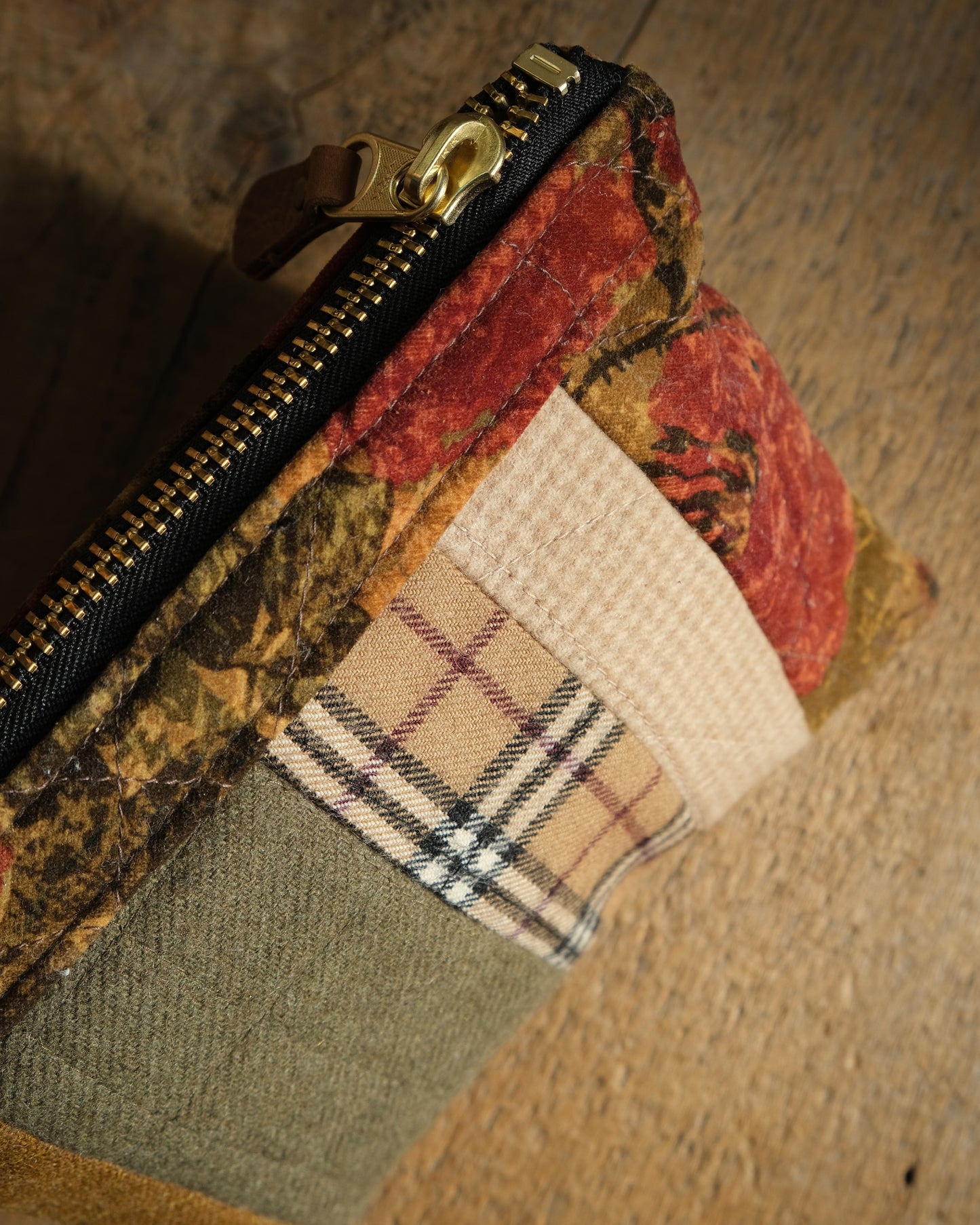 Mixed Wool Quilted Wristlet: Neutrals