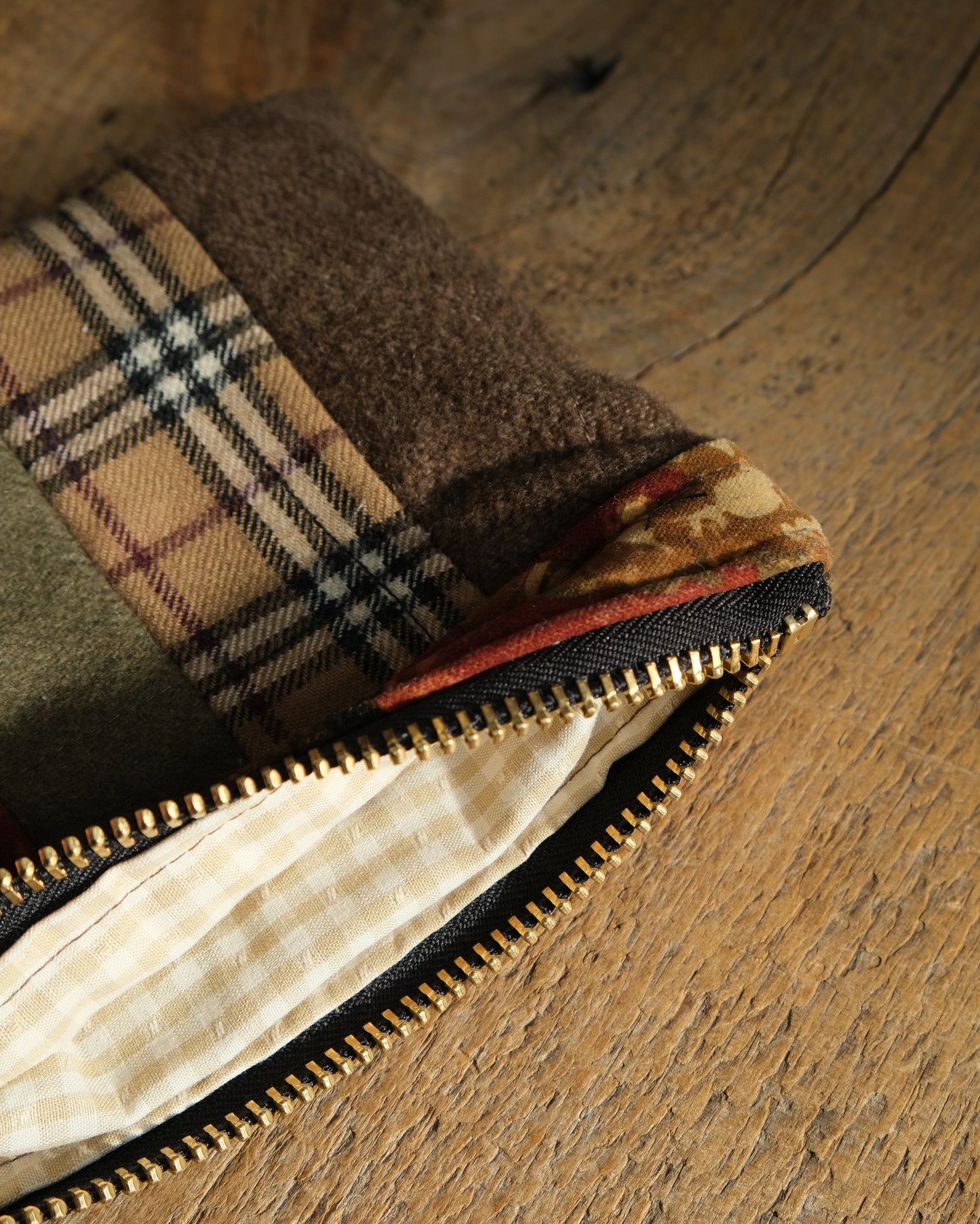 Mixed Wool Quilted Wristlet: Neutrals