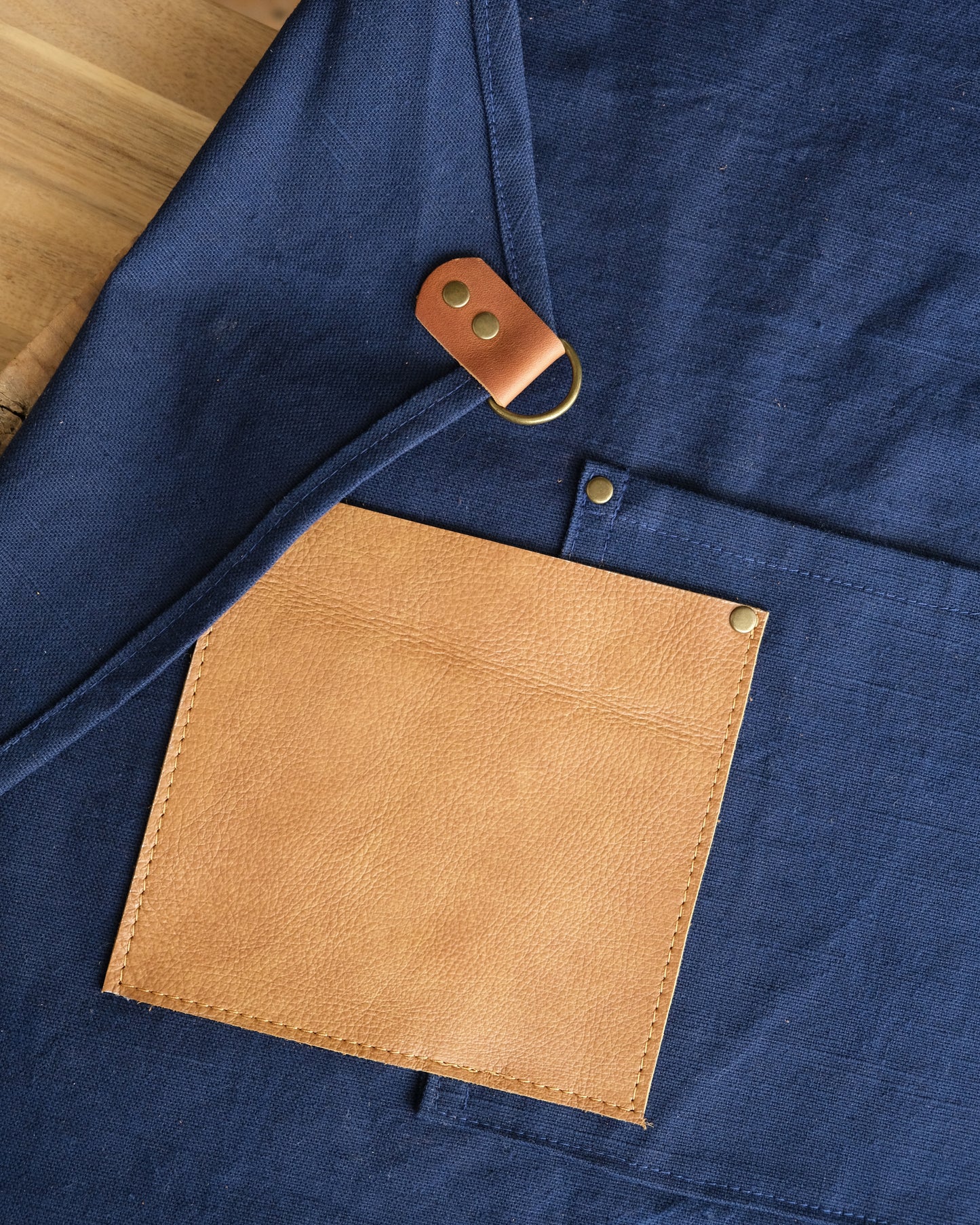Workwear Apron: Navy & Cognac