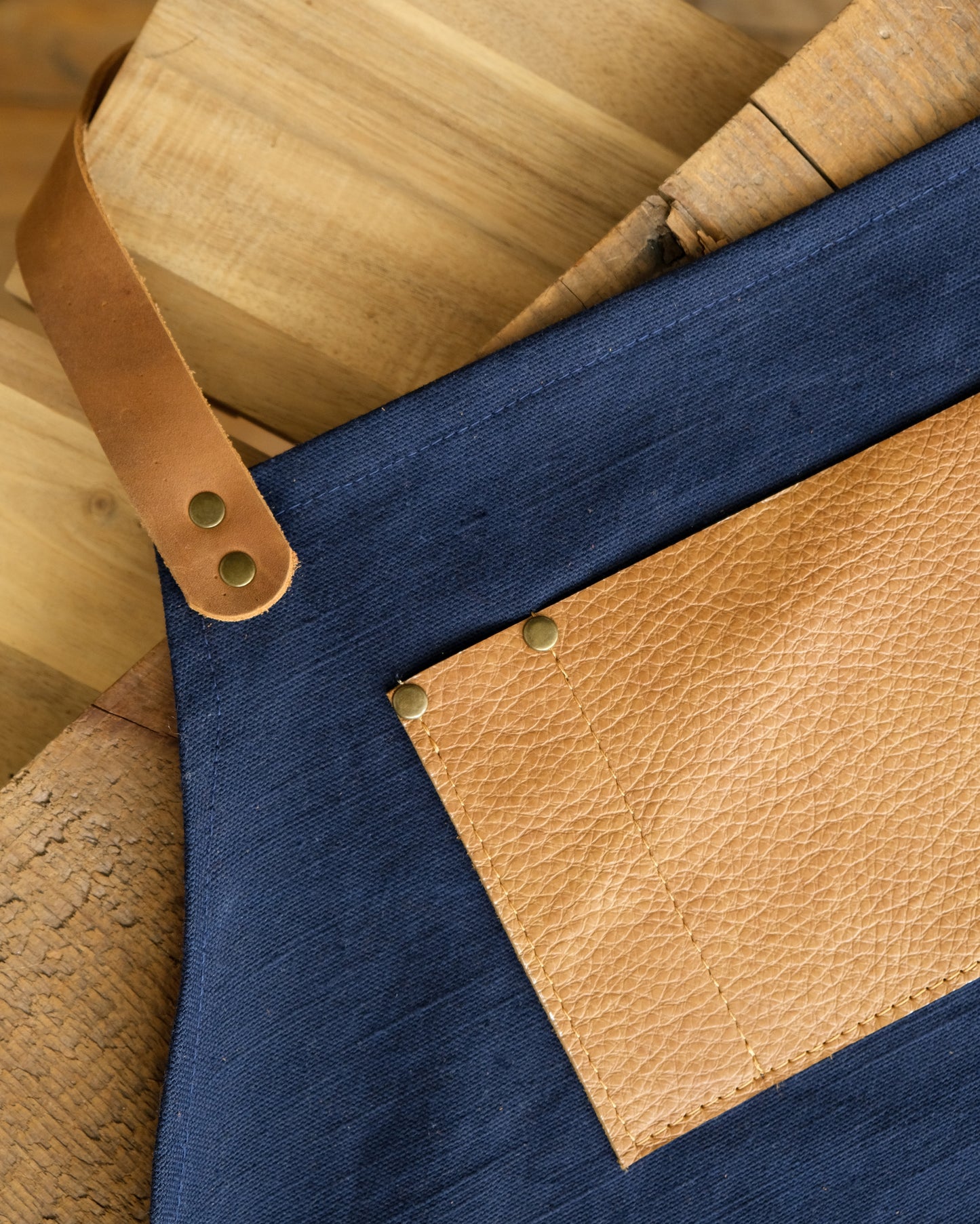 Workwear Apron: Navy & Cognac