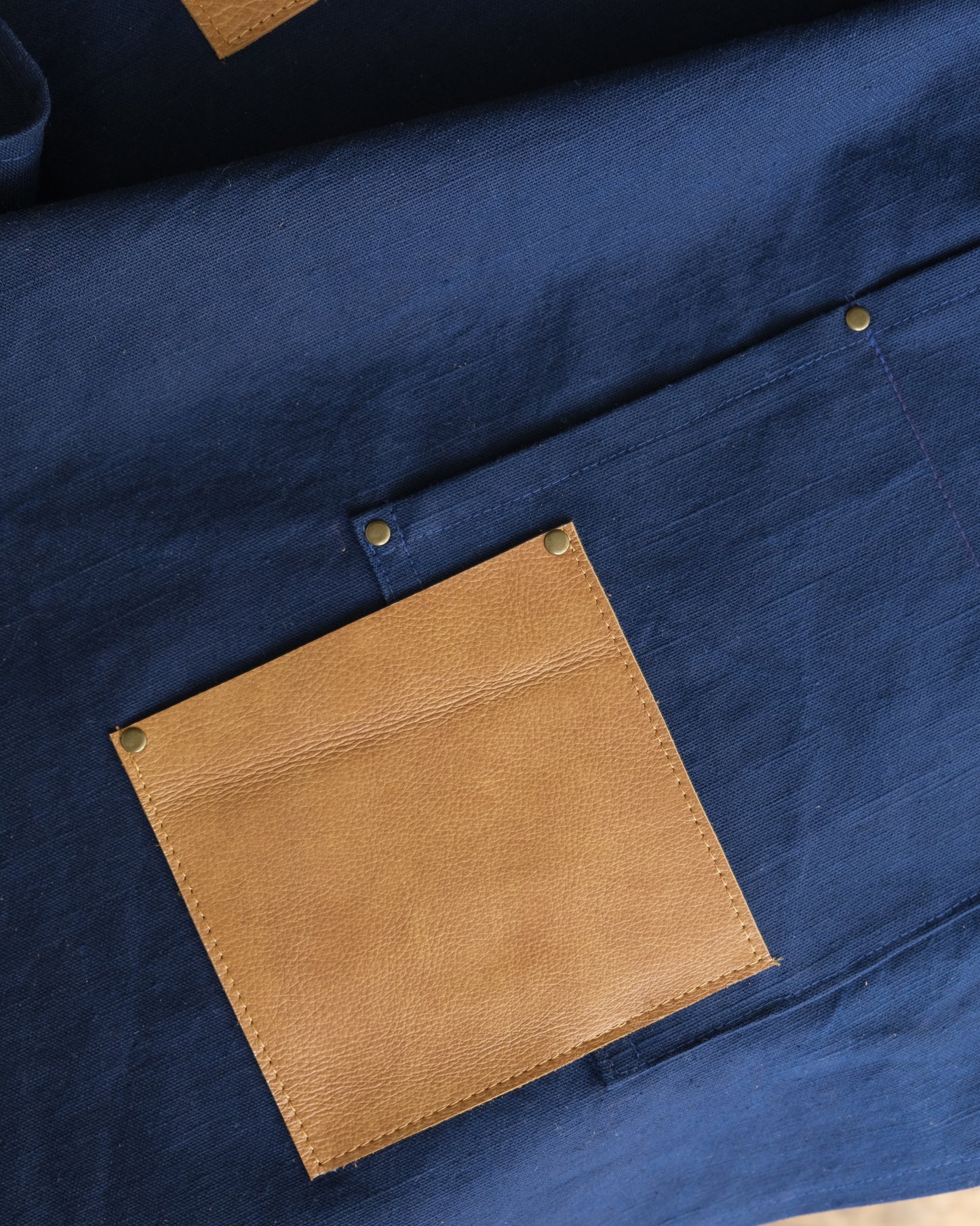 Workwear Apron: Navy & Cognac