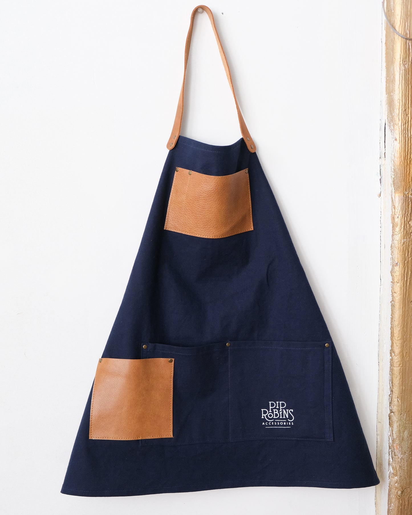 Workwear Apron: Navy & Cognac