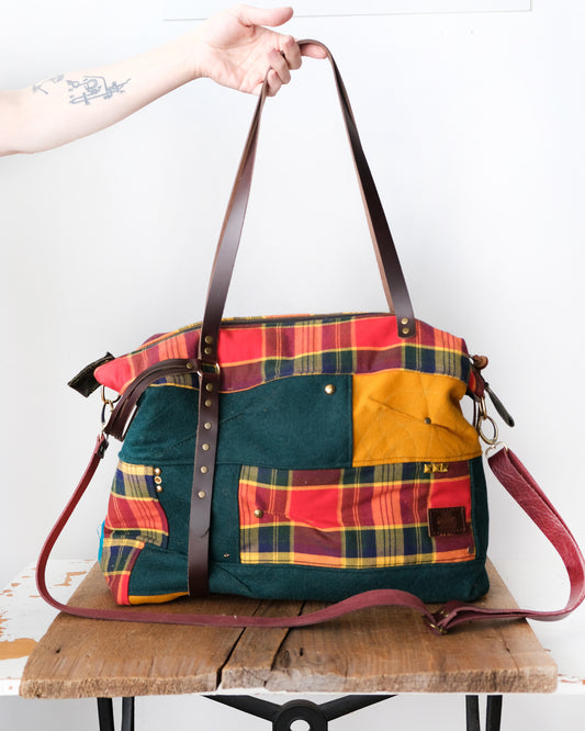 Heritage Tote: Quilted Wool, Tartan, and Leather