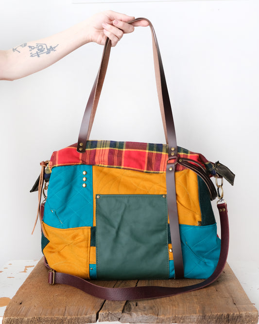 Heritage Tote: Quilted Wool, Tartan, and Leather
