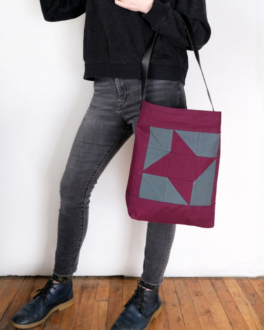 Quilted Shopper Tote: Eggplant