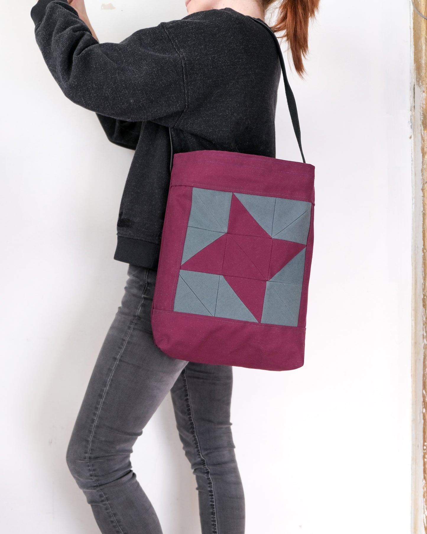 Quilted Shopper Tote: Eggplant