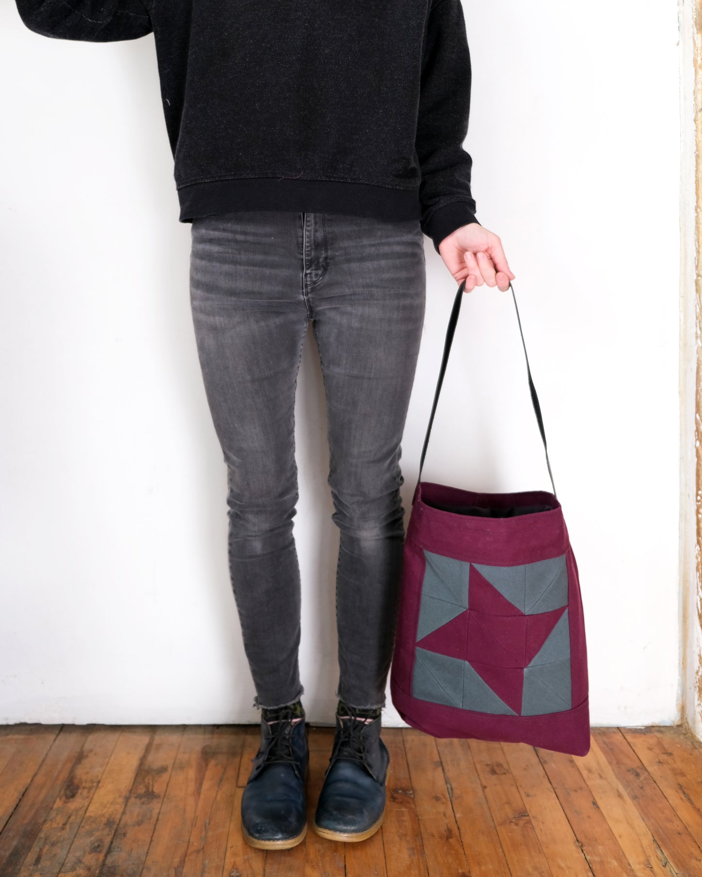 Quilted Shopper Tote: Eggplant