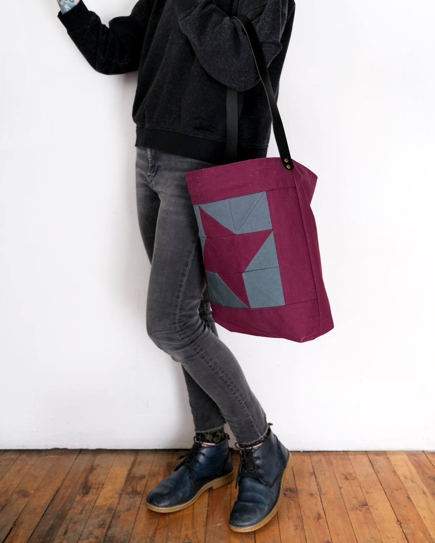Quilted Shopper Tote: Eggplant